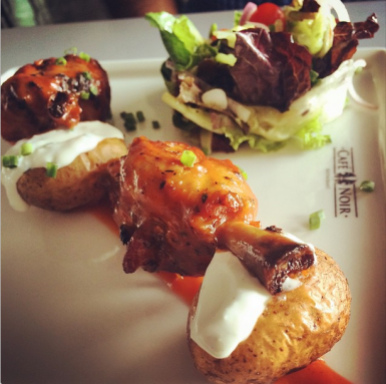 Barbecued chicken wings with baked potatoes @ Cafe Noir, UB City